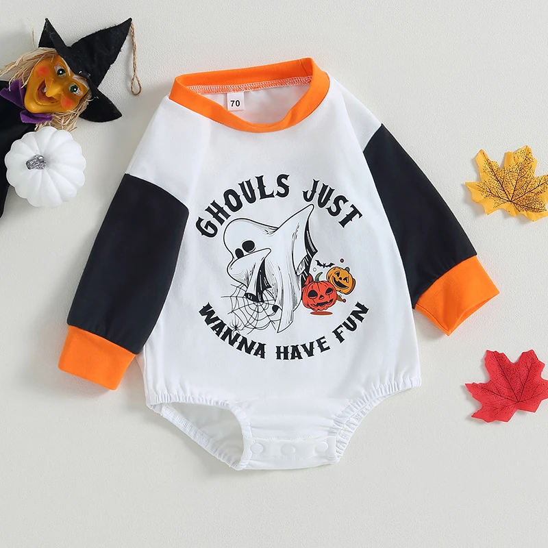 

Infant Unisex Hoodies Rompers Thanksgiving Outfits Turkey Print Color Block Long Sleeve Playsuits Autumn Bodysuits