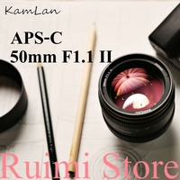 Kamlan 50mm f1.1II APS-C Large Aperture Manual Focus Lens for CanonEOS-M Sony E Fuji X M43 Mount Mirrorless Cameras