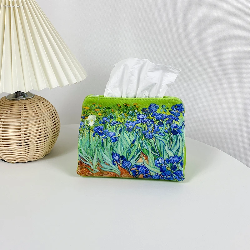 

Artist Iris, Rose, Apricot, Sunflower, Oil Painting, Fabric Art, Paper Towel Storage Box, Living Room, Household Textile Box