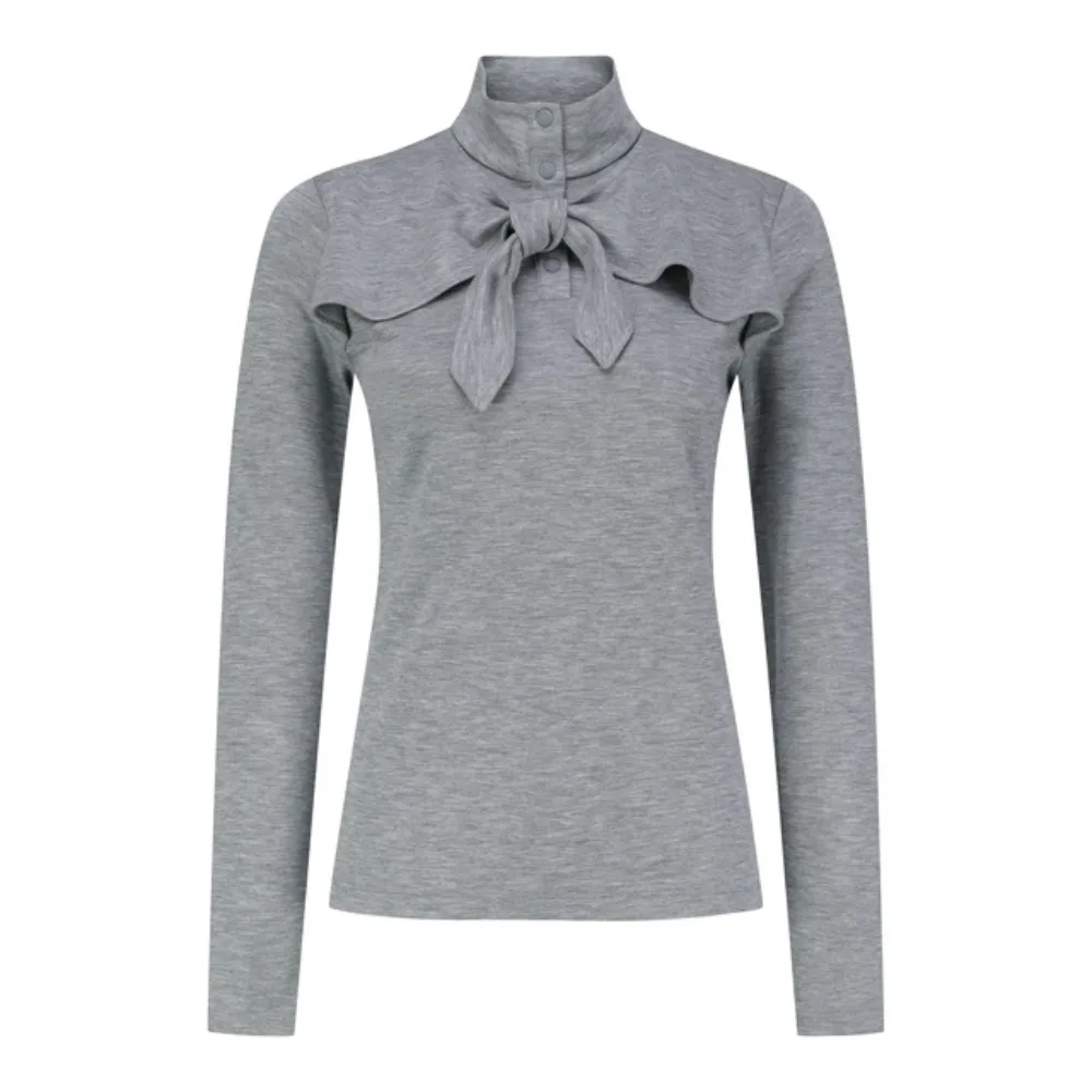 Women's Golf Long Sleeve Top 2026 Fall New Korean Style Stand Collar Bow Versatile Base Layer Wear Alone Breathable Soft Chic