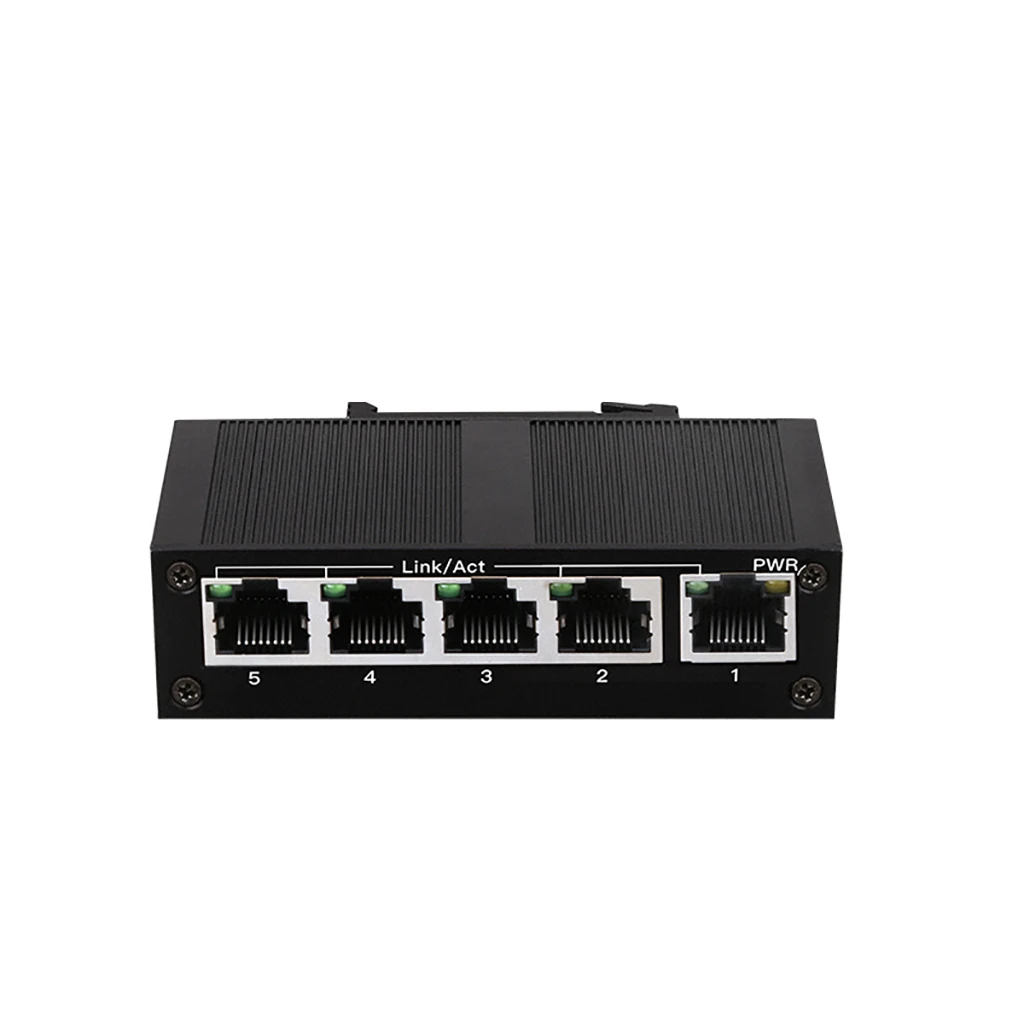 Szybki przełącznik klasy przemysłowej 5-portowy 10mbps/100Mbps RJ45 niezarządzany rozdzielacz sieciowy z metalową obudową DIN Rail IP40