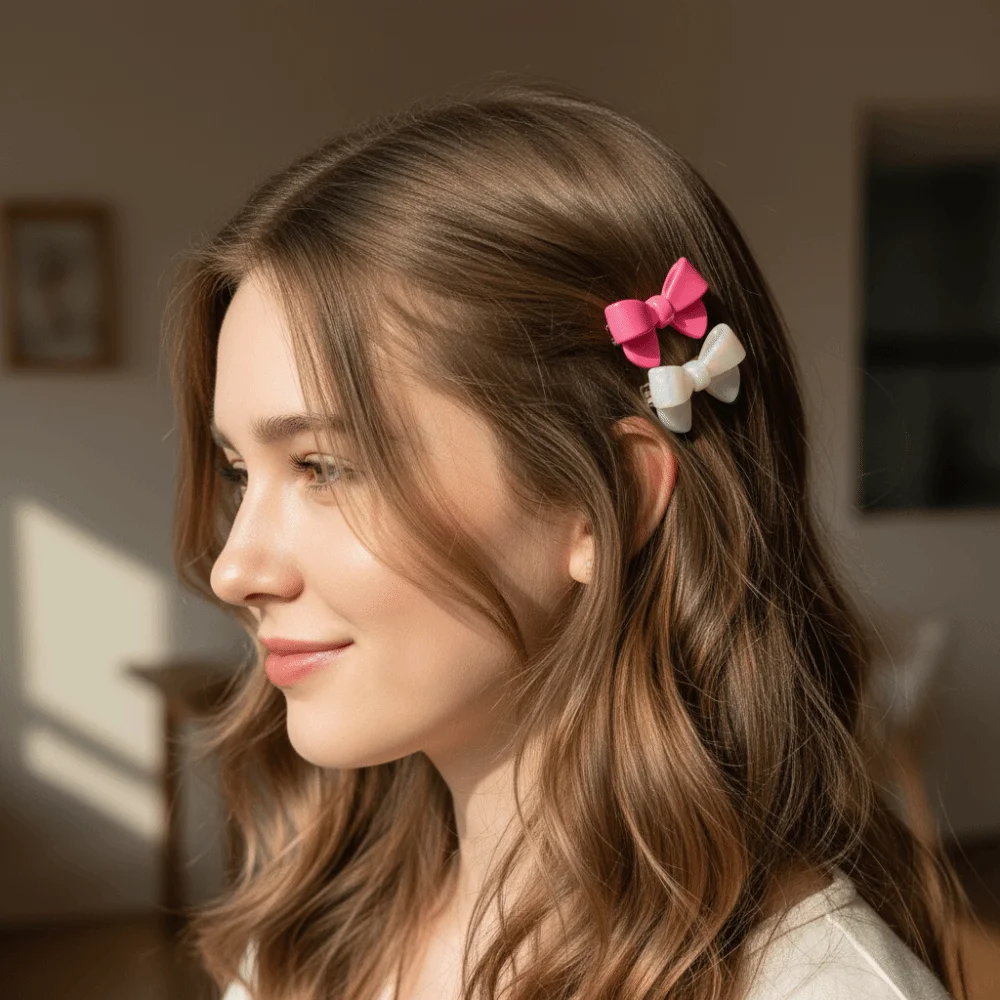 Haaraccessoires im Koreanischen Stil: Acetat-Haarspange mit Niedlichem Schleifendesign, Rutschfeste Entenschnabel-Klammer, Luxuriöse Haarklammer für Damen – Detail 6