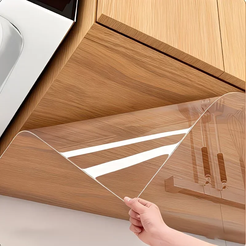 Transparent Static Adsorption Protective Film Anti Oil Anti Fouling Removable Sticker For Kitchen Countertop Surfaces.