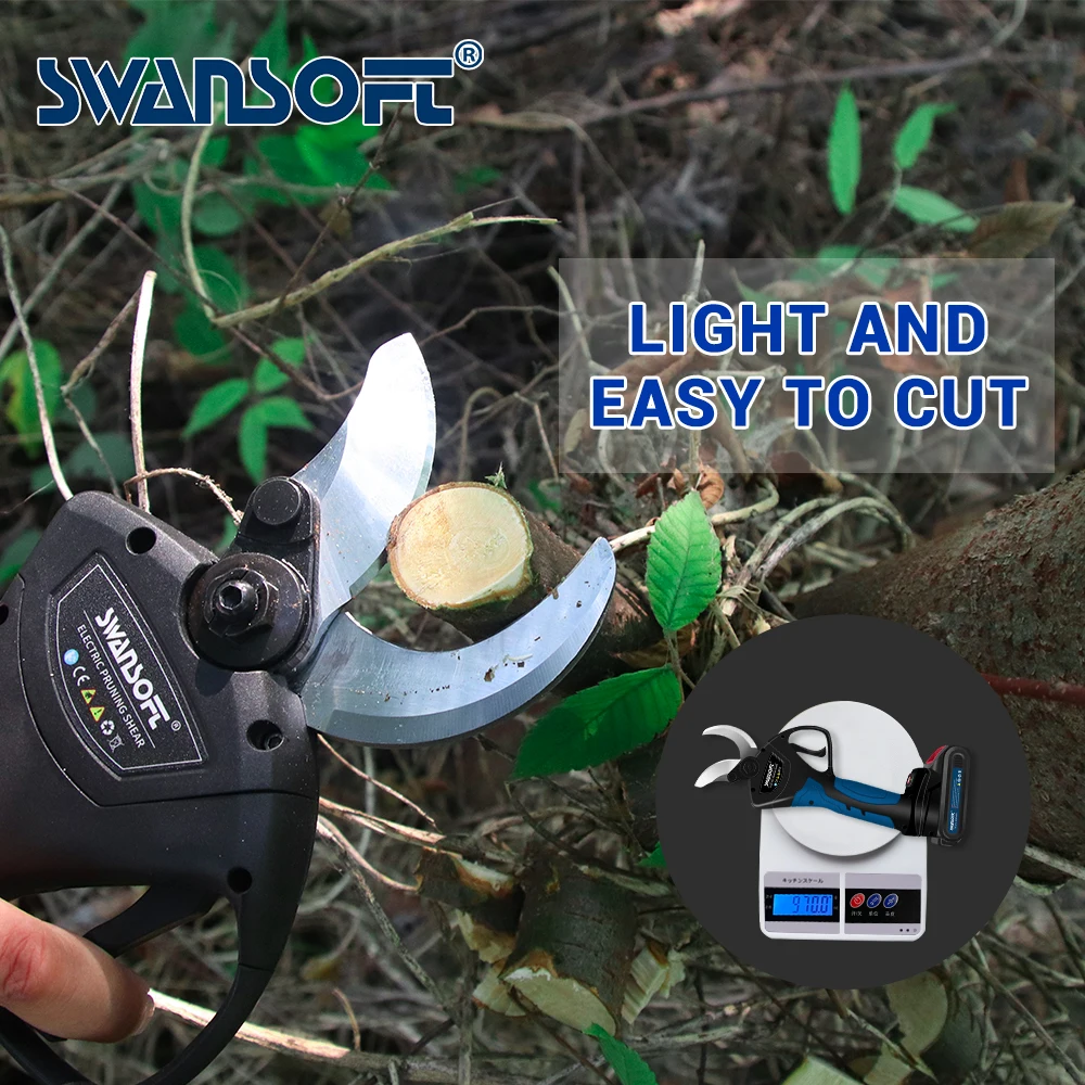 Imagem -06 - Swansoft-tesoura de Poda Elétrica com Bateria de Lítio 40 mm Ws8605 Pruner Ferramentas de Jardim Corte Ramos de Madeira