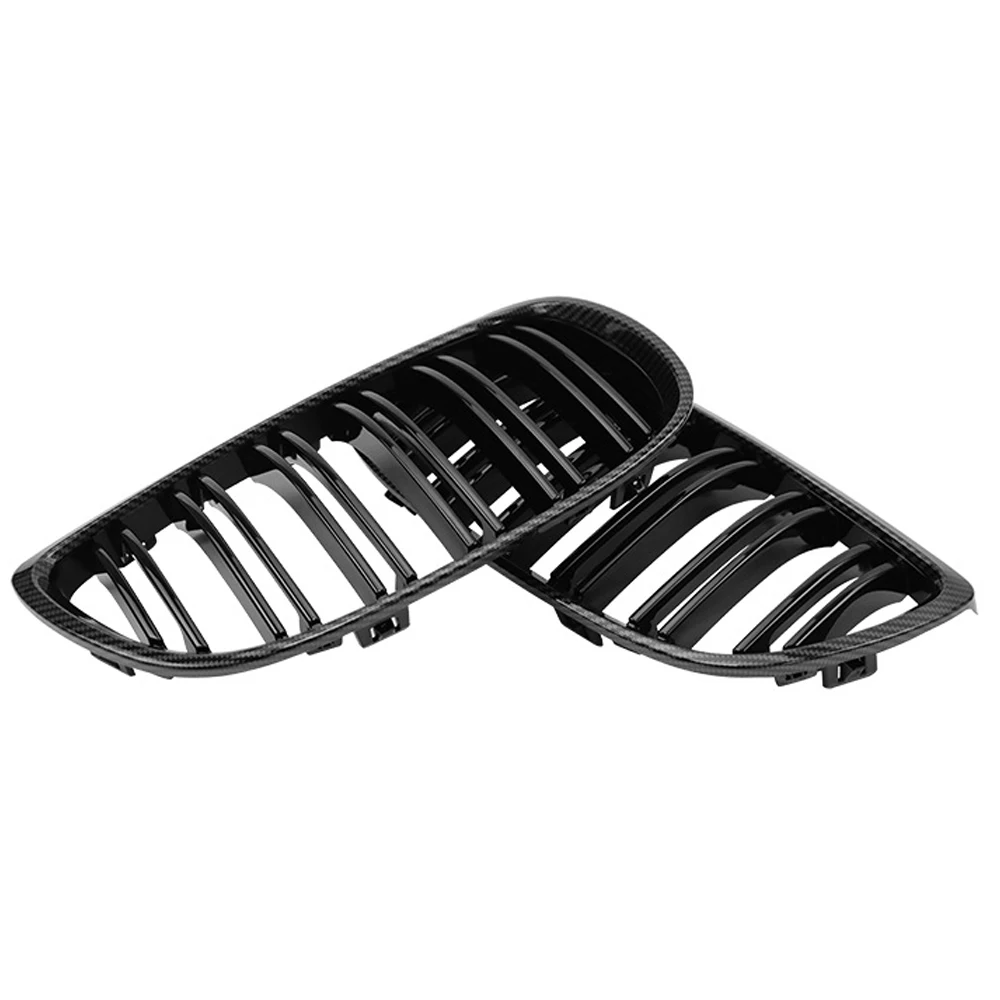 Carbon Fiber Front Grille Kidney Grill For BMW 3 Serie E92 E93 M3 2006-2009 2 Doors Dual Line Slat Grill Racing Grills Car Style