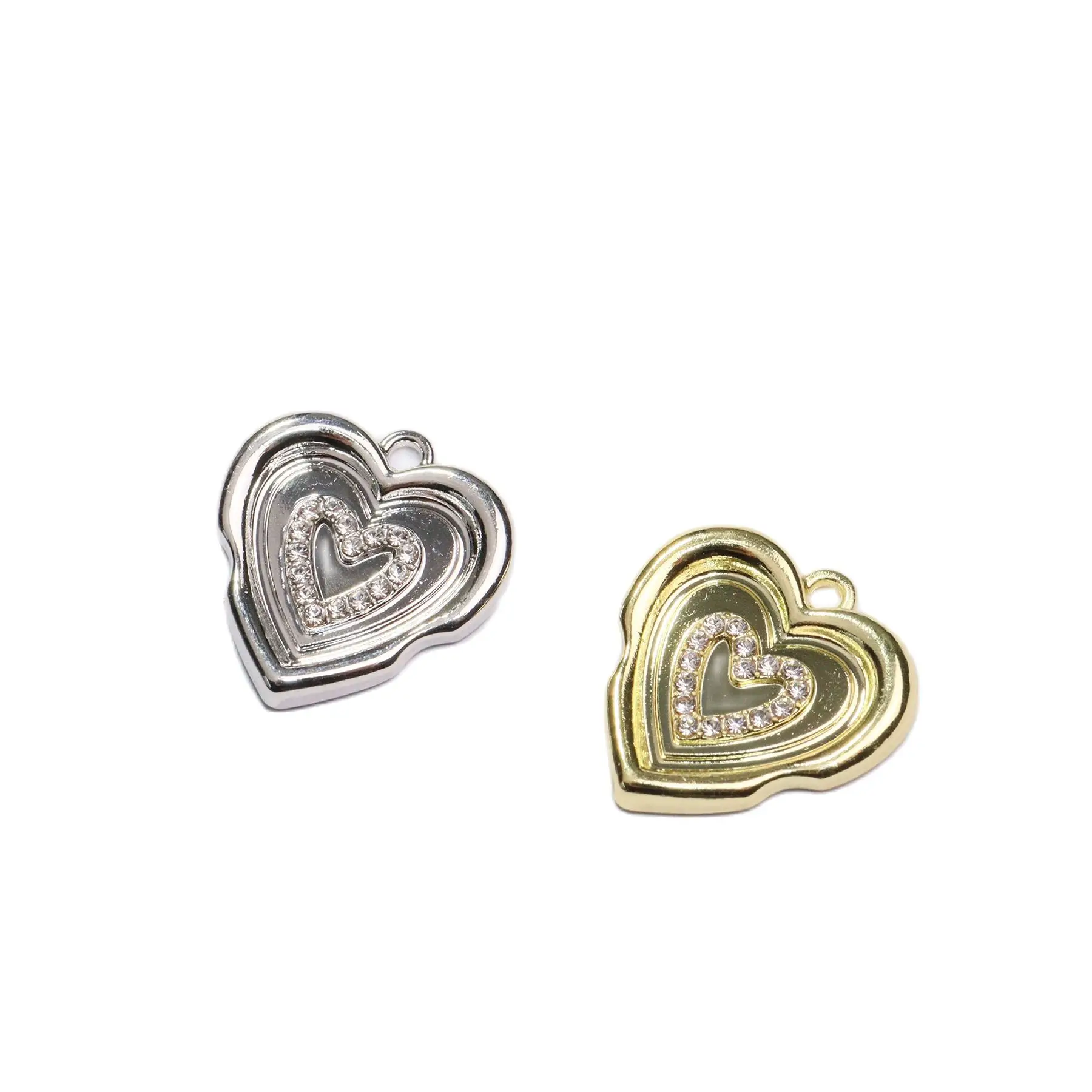 

Eruifa 6pcs Wholesale Heart With Rhinestone Coin Zinc Alloy Necklace,Earring Bracelet Jewelry DIY Handmade 2 Colors