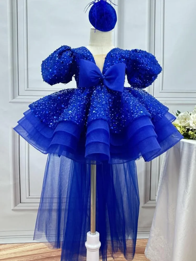 Customized Royal Blue Flower Girl Dress Tiered Sequin Bow Short Sleeve For Wedding Party Birthday Banquet Holy Communion Gown - AliExpress 320 Customized Royal Blue Flower Girl Dress Tiered Sequin Bow Short Sleeve For Wedding Party Birthday Banquet Holy Communion Gown - AliExpress 320