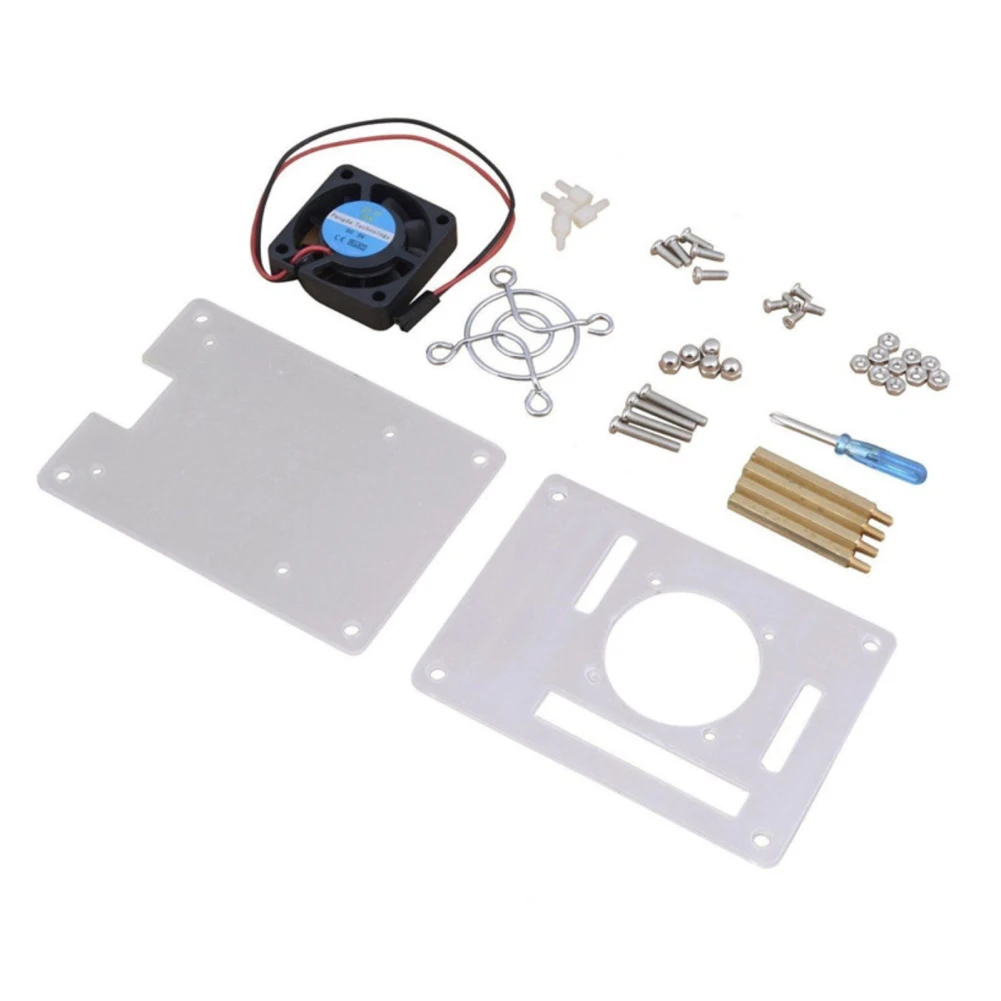Dissipatore di calore per ventola con custodia in acrilico trasparente per Raspberry Pi 3/2 modello B / B + accessori Ventola di raffreddamento con guscio di copertura trasparente