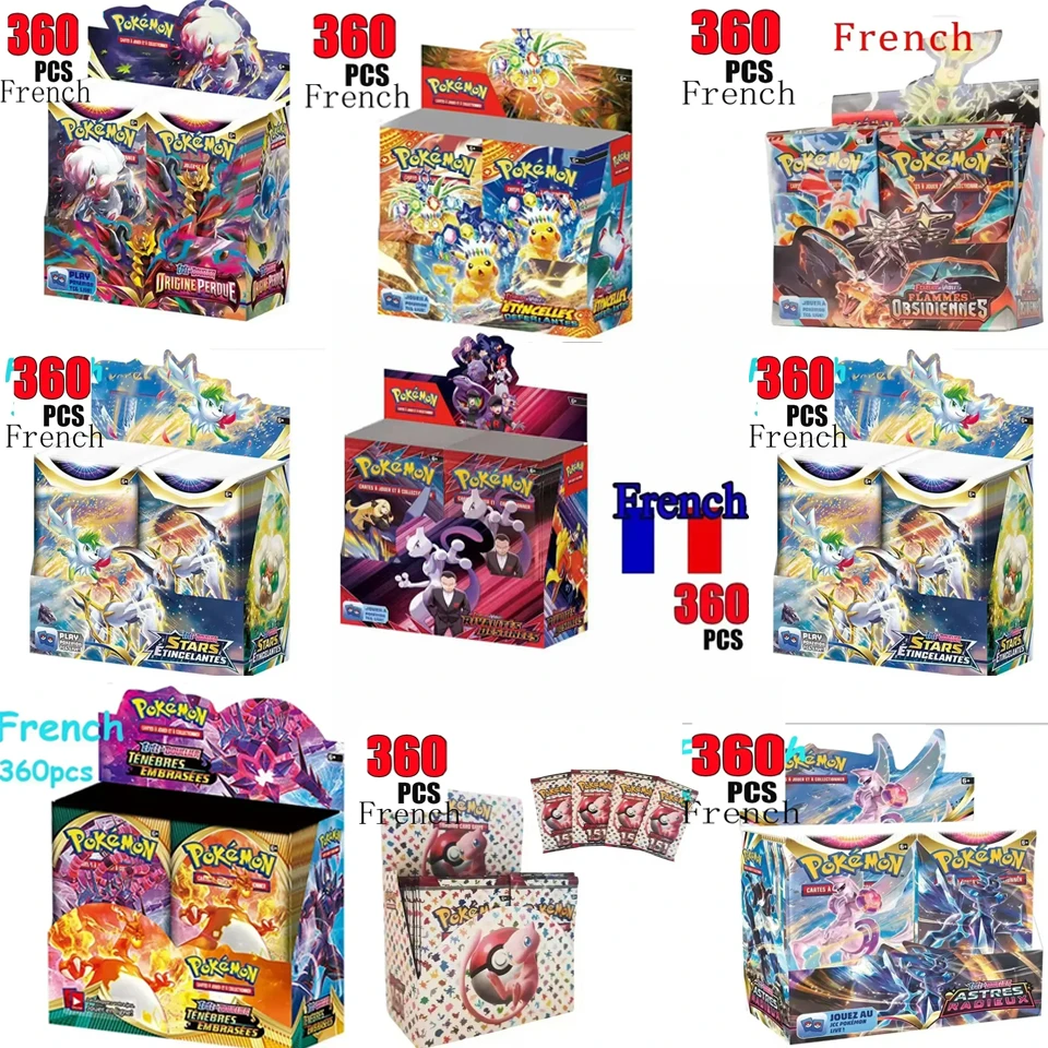HOT 10-80-360PCS Pokémon TCG français : Écarlate & Violet Etsncelles Astral Radiance Obsidian Flames Booster Box Cartes de jeu Pokémon