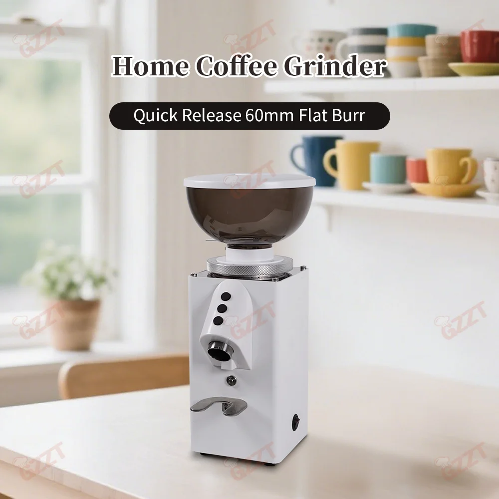 GZZT CG16 Espresso Coffee Grinder Electric Household Coffee Bean Grinder 60mm Flat Burr 500g Commercial Coffee Bean Miiler 220V