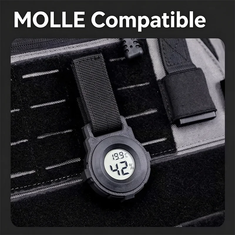 Outdoor Temperature Humidity Meter Molle Accessories Backpack Hiking Camping Tool Buckle Tactical EDC Portable