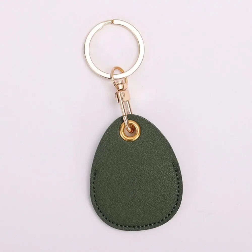 Cute Antirust Leather Keychain Solid Color Alloy Key Tag Ring Drop Access Card Holder