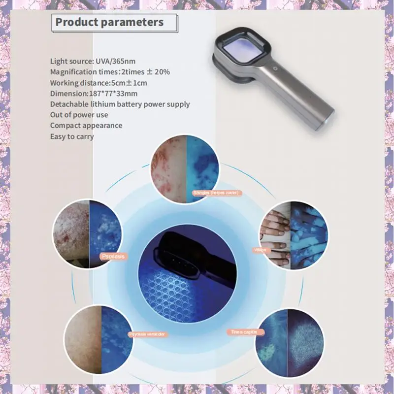 L73A 2025-3X lámpara de madera analizador de piel analizador de belleza de salón Facial portátil lámpara de madera UV para pruebas de análisis de cuidado de la piel