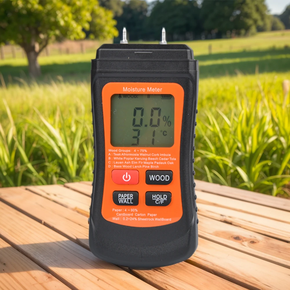 

Two Pins Paper Humidity Tester Backlit Digital Tree Moisture Tester with Temperature Display for Building Materials Wood Wall