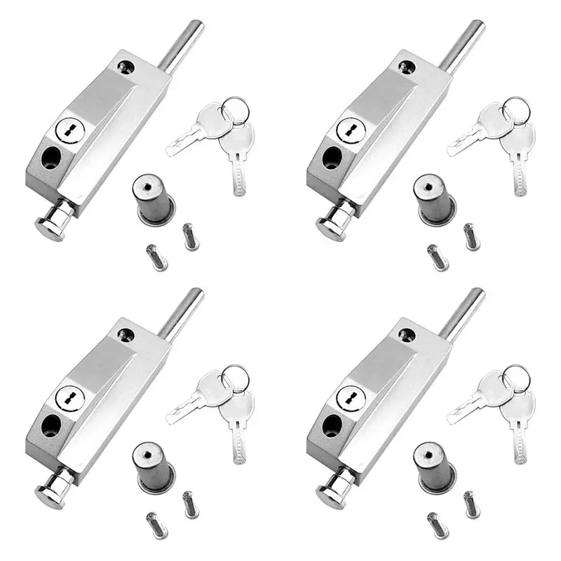 ABRE-4X Sliding Door Lock For Window Glass Patio Doors Silver Auxiliary Security Lock Glass Door Lock Mortise Lock