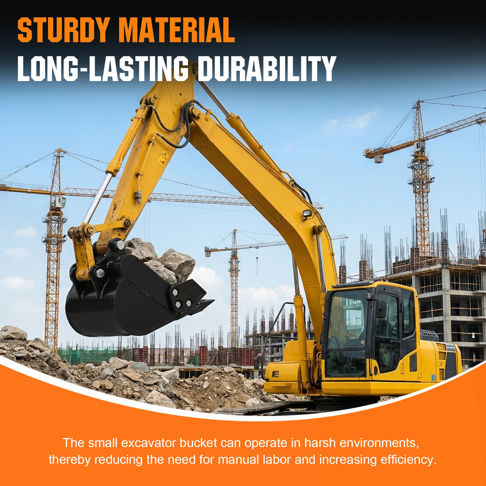 

200mm Digging Soil Excavator Bucket with Metal Teeth Landscaping Work Bucket Wear Resist Pipeline Excavation & River Dredging