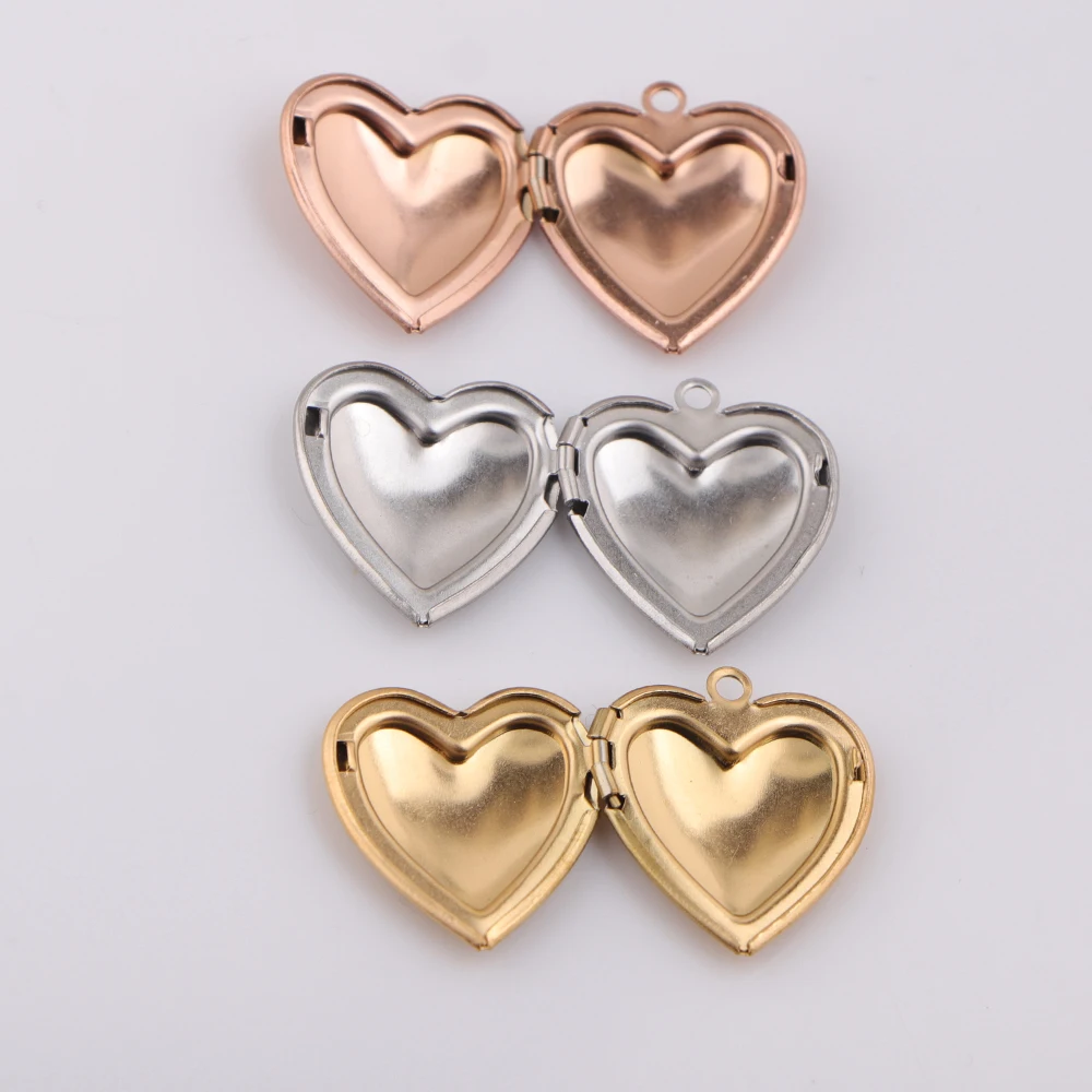 

10pcs/lot Mirror Polished Stainless Steel Photo Frame Locket Love Heart Charms Can Open Pendants for DIY Jewelry Making