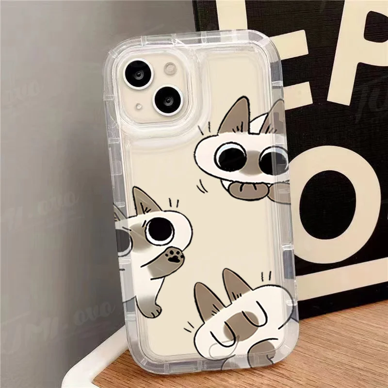 حافظة شفافة لهاتف سامسونج جالاكسي A15 A55 A05 A05S A14 A24 A13 A23 A73 A12 A22 A32 A52 A52S A72 A31 A51 A71 قطة سيامية جميلة لطيفة #4