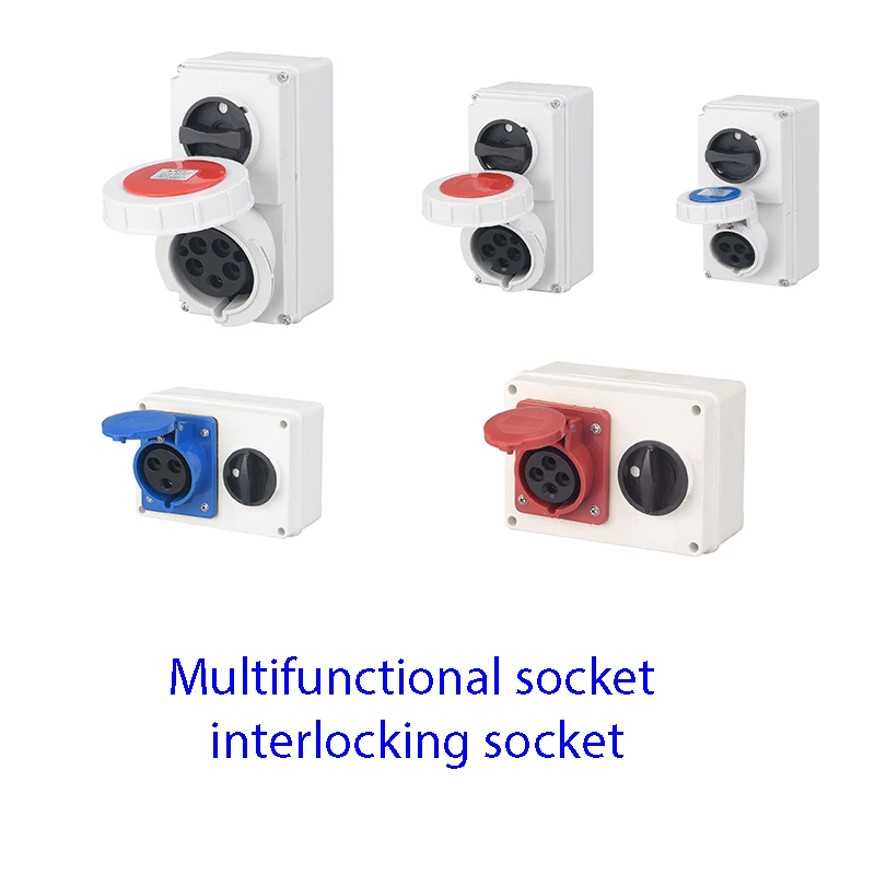 

IP67 industrial plug chain socket with lock isolation switch dustproof waterproof flame retardant and high-temperature resistant