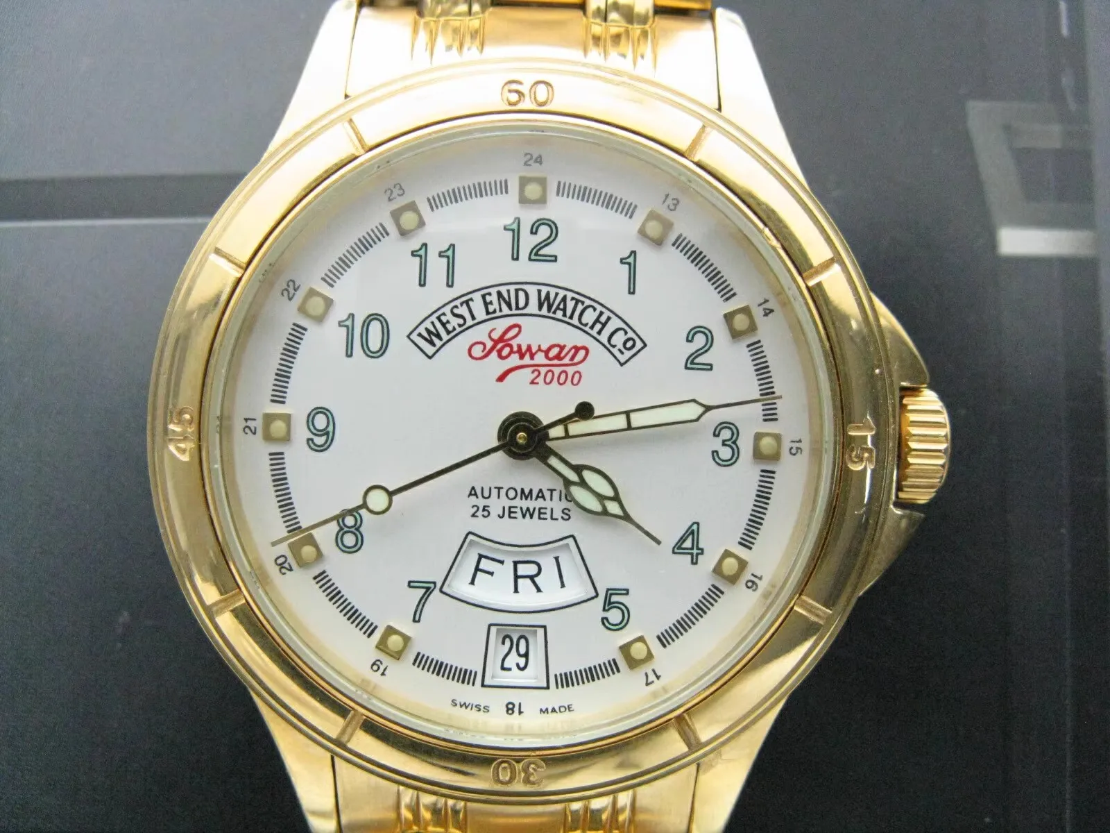 Arabic Digital “Warrior 2000” Westend Inventory Automatic Gold Plated Military Watch 2836 ETA