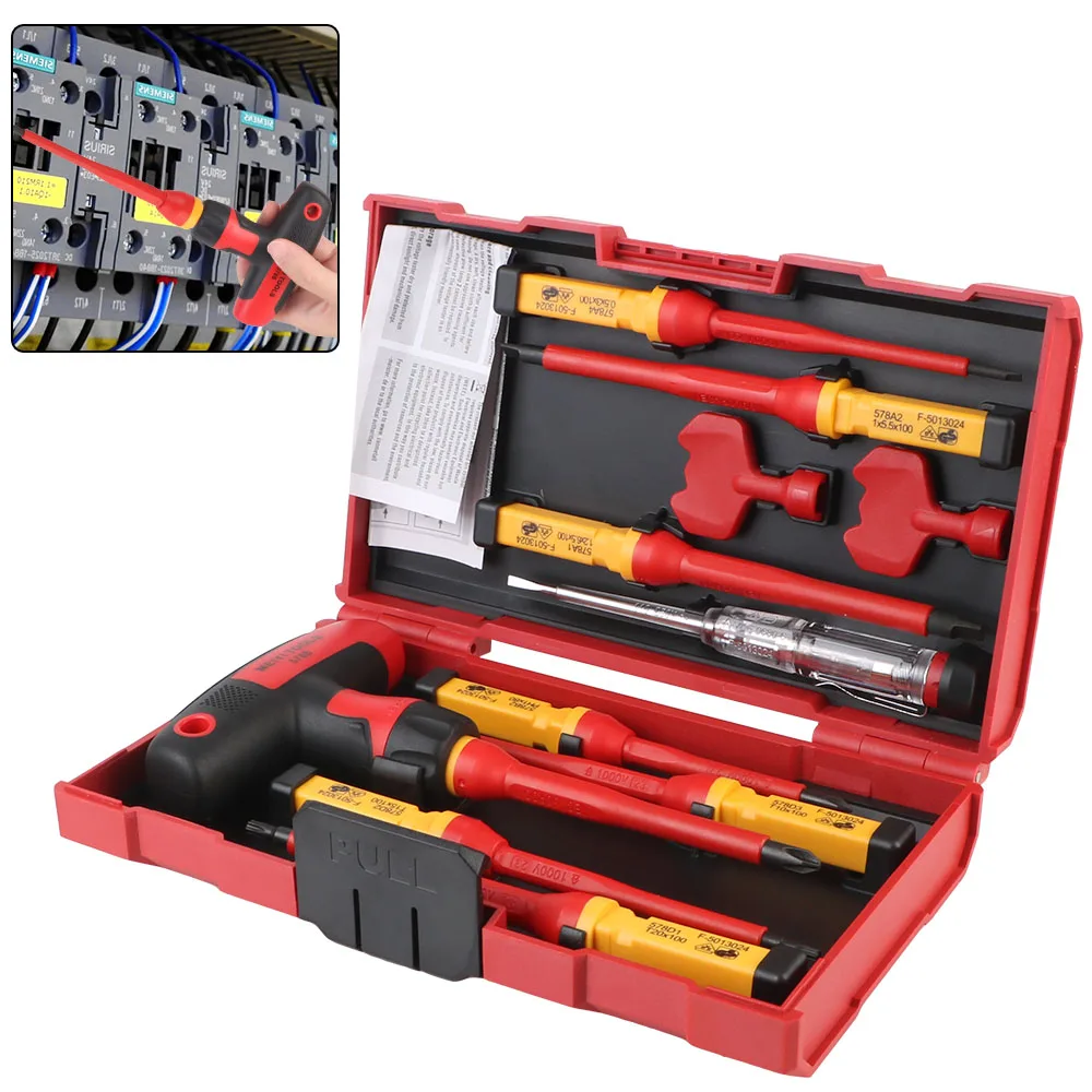 

T-shaped Screwdriver kits with Phillips Slotted Torx Bits 1000V Electronic Insulated CR-V Magnetic Tip