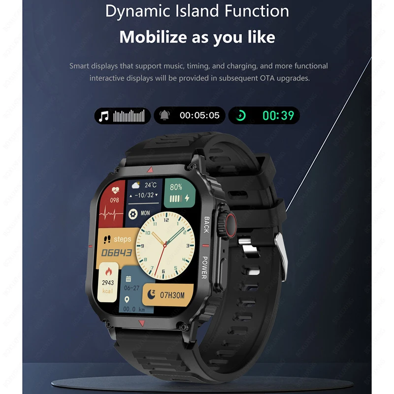 Montre intelligente de sport GPS militaire pour homme, montre intelligente étanche IP68, appel Bluetooth, extérieur, Xiaomi, Android, IOS, 1.95\