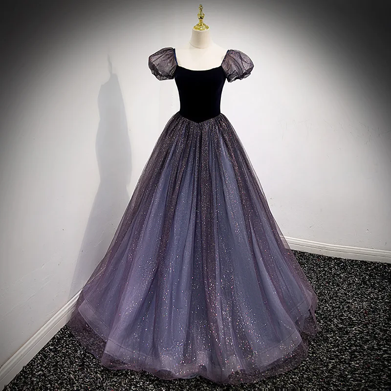 Robe de soirée de Banquet en maille pour femmes, jupe bouffante amincissante à la mode pour réunion annuelle, robe d'examen d'art Vocal Solo, nouvelle collection 2025