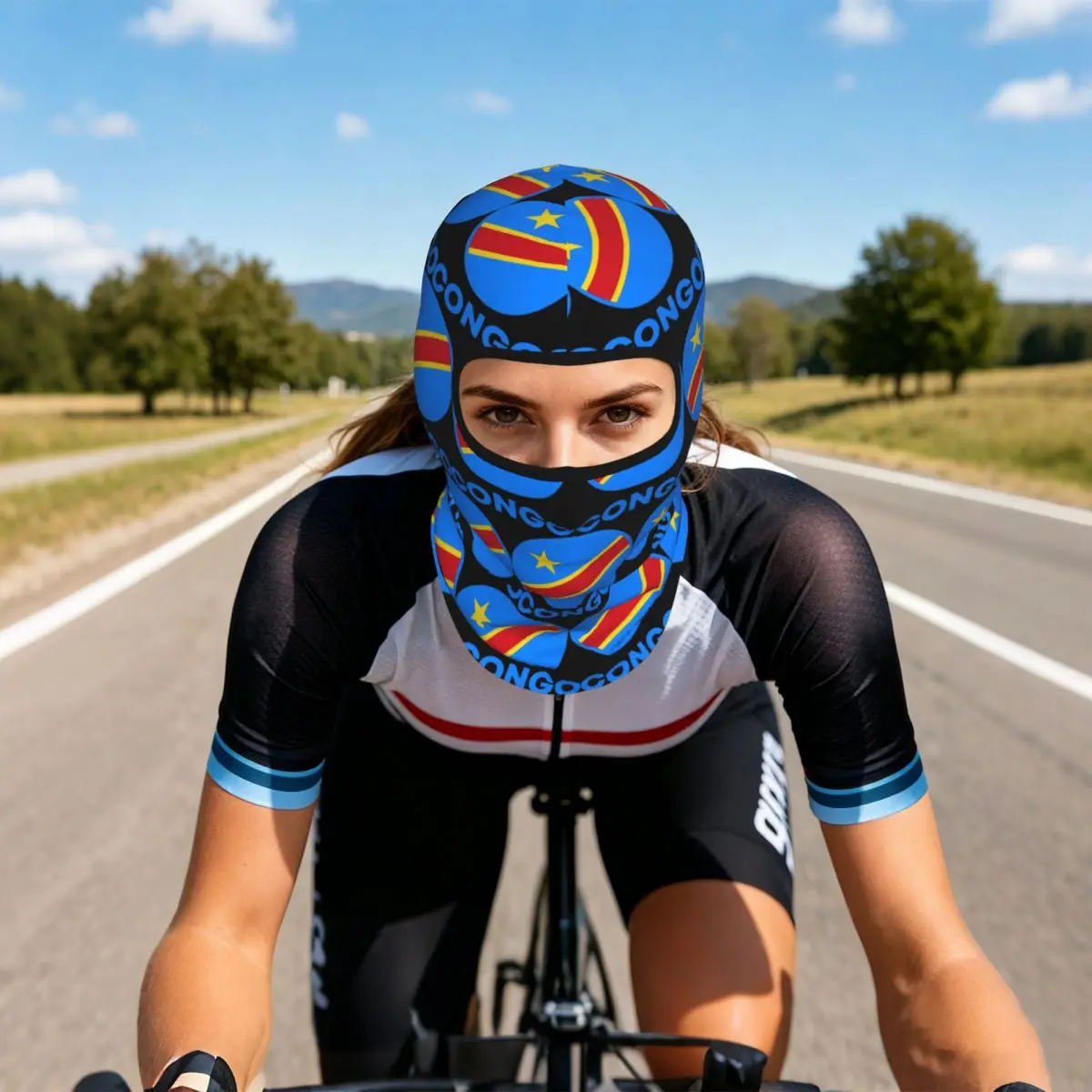 Flag Of Congo Kinshasa Flag Of Zaire Breathable Thin Balaclava Full Face Mask Sun Protection Neck Gaiter For Motorcycle Cycling