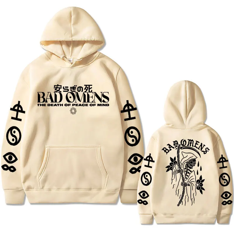 Bad Omens Band Tour Amerikaanse Muziekprint Hoodie De Dood Van Gemoedsrust Skelet Grafische Hoodies Mannelijke Rock Gothic Sweatshirts