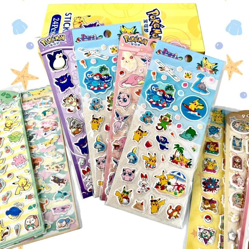 

Kawaii 3D Pikachu Pokemon Stickers Cute Anime Decals Kids Toys Cartoon Bubble Paste Thicken The Reward Sticker Gifts
