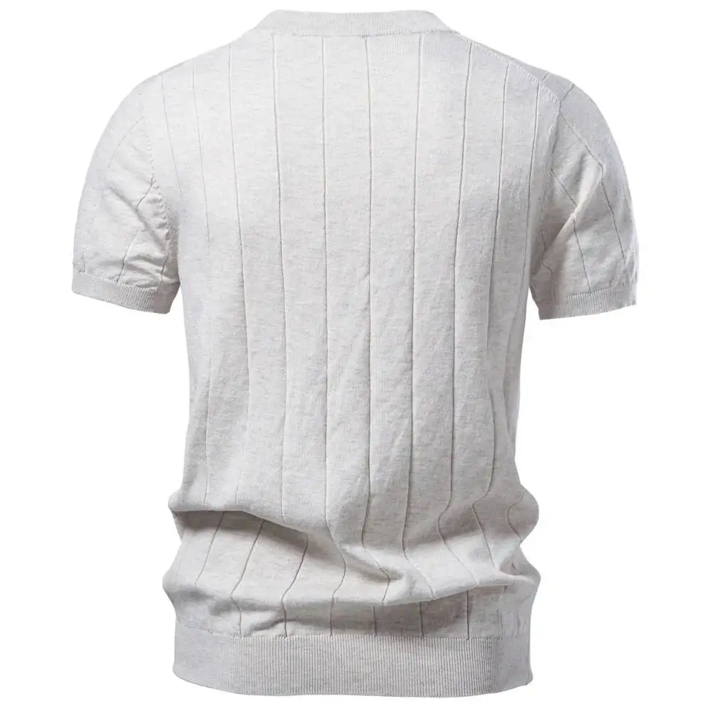 Cotton Stripe T-Shirts For Men Solid Color O-Neck Soft Touch Comfortable Casual Summer Wear Top