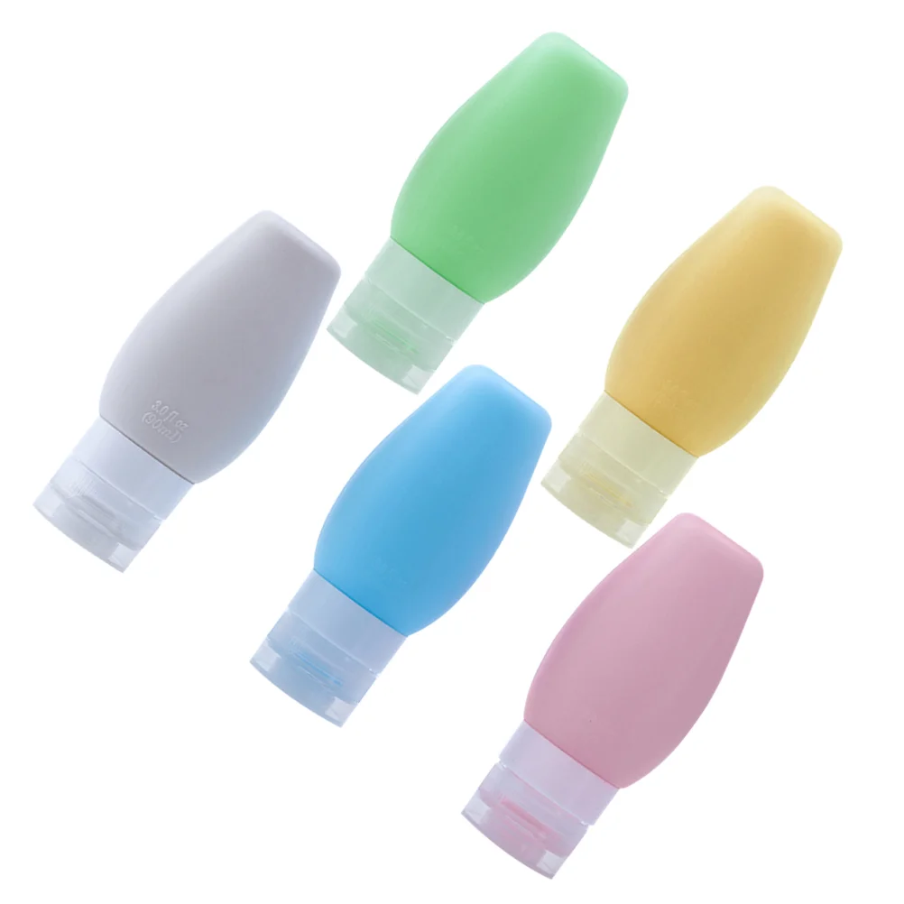 

5pcs Portable Silicone Empty Bottle Lotion Cream Shampoo Container Dispenser Bottle 90ml Mixed Color