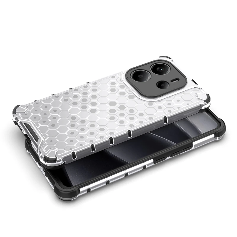 Transparent Phone Case For Redmi Note 14 4G Anti-knock Honeycomb Armor Case For Redmi Note 14 4G Cover For Redmi Note 14 4G Case