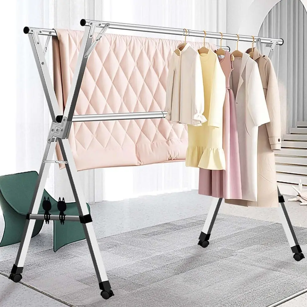 

Portable Heavy-Duty Stainless Steel Indoor/Outdoor Collapsible Clothes Drying Rack, 1.6m (63in)