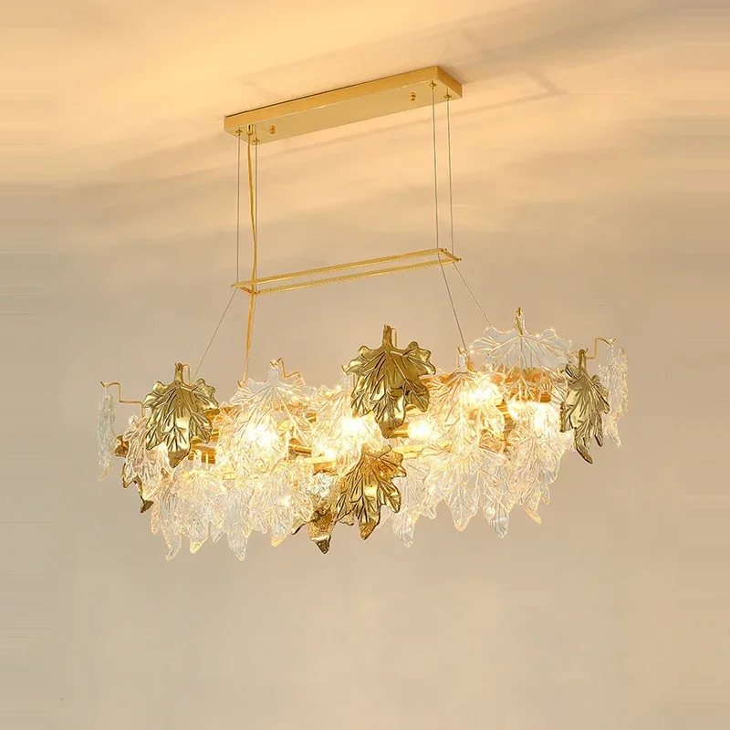 

Artistic Summer Maple Leaves Gold Silver Designer Hanging Lamps Chandelier Lighting For Dinning Room