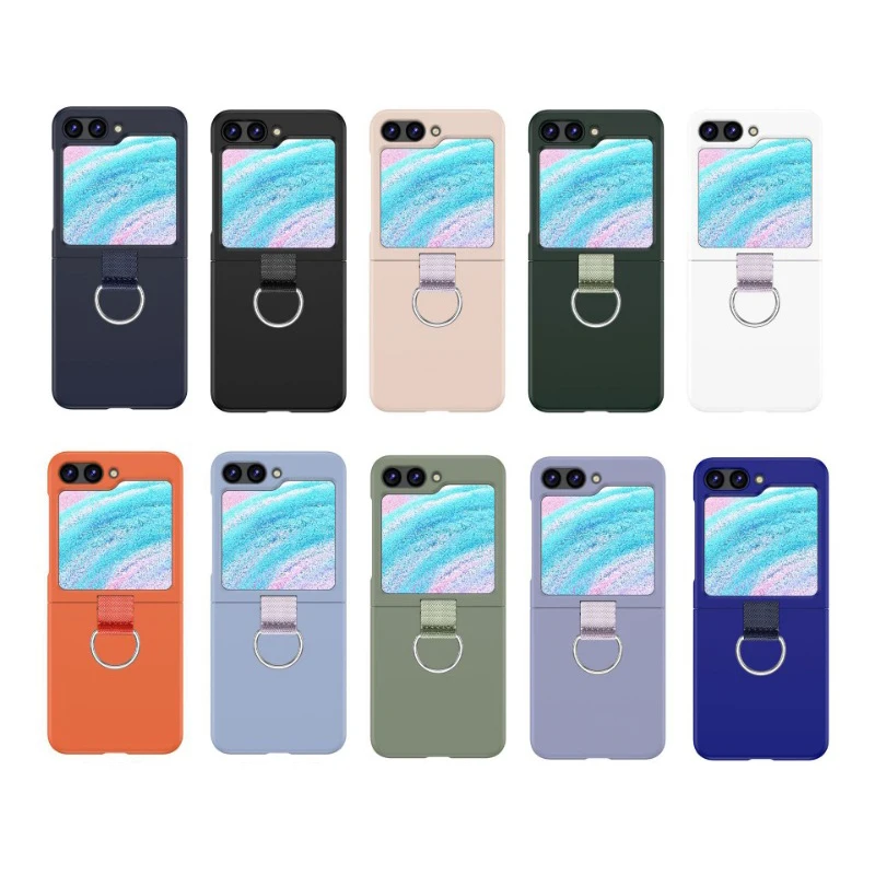 

Pure Color Ring Ultrathin Phone Case for Samsung Galaxy Z Flip 5 4 3 Protective Back Cover for ZFlip3 ZFlip4 ZFlip5 Case Shell