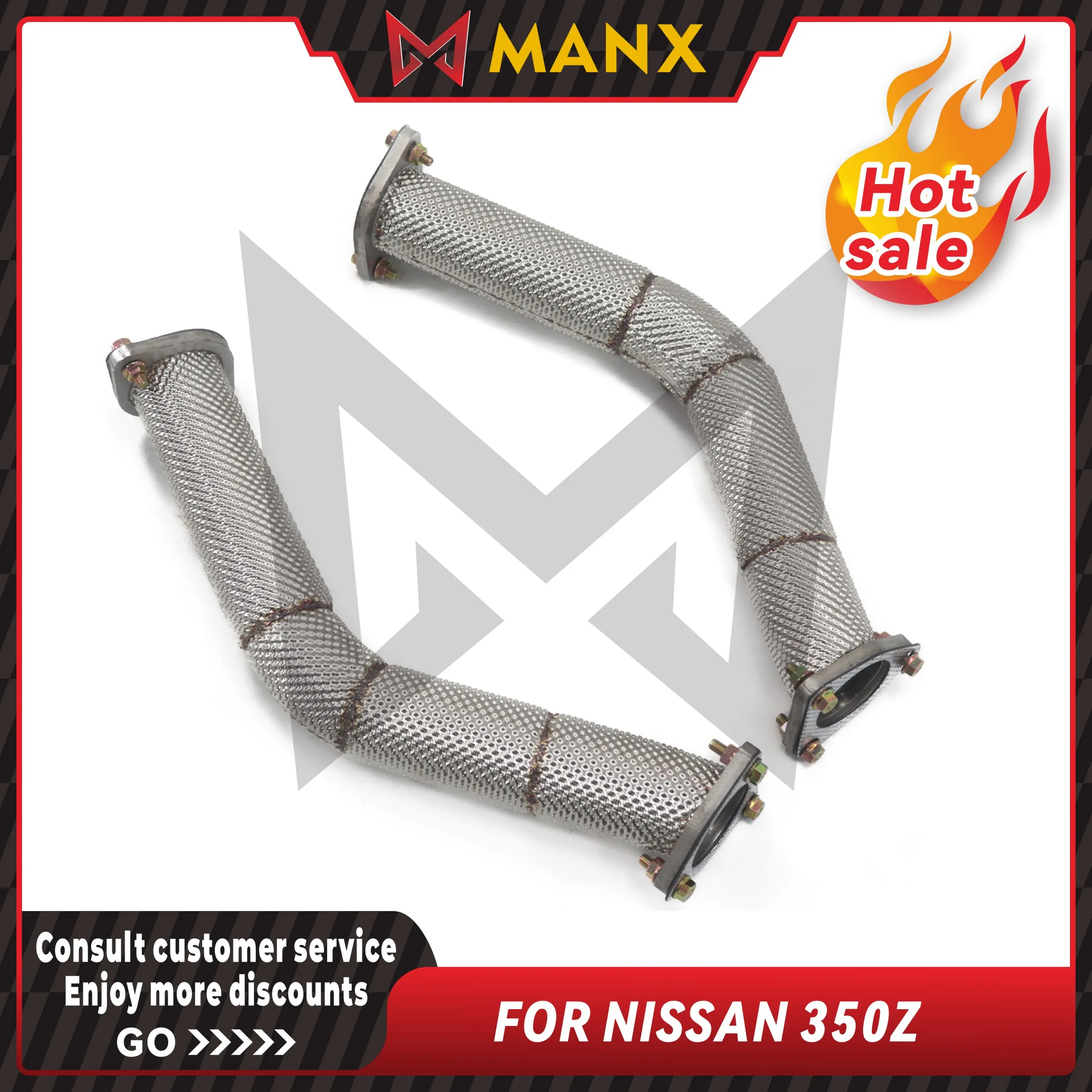 MANX Car Exhaust system for NISSAN 350Z Catalyzed Downpipe Catless Downpipe Stainless steels Performance exhaust pipe