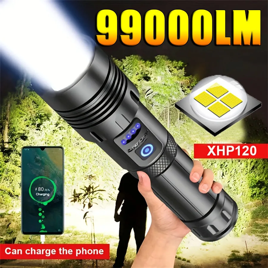 High Power LED Flashlights Ultra Powerful Flash light Telescopic Zoom Rechargeable Tactical Flashlight For Outdoor Camping