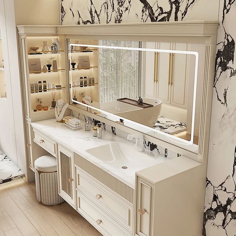 

ZRock Раковины Шкаф для ванной комнаты Французский туалетный столик Керамический вертикальный портативный туалет Настенные полки Настольный органайзер для хранения Мебель Espejo