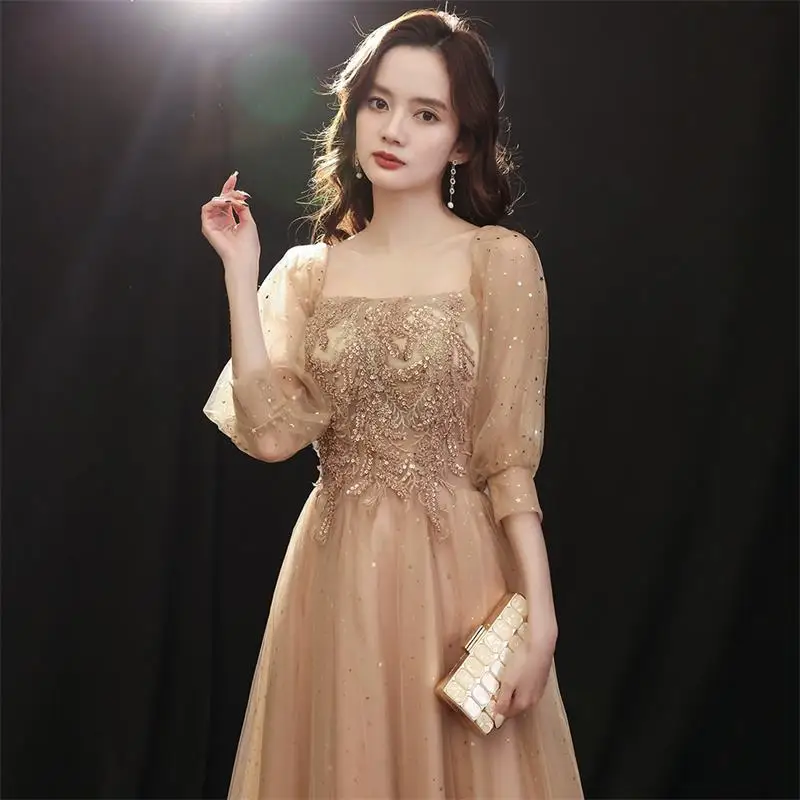 

DSP Customise Элегантные трапециевидные платья для выпускного вечера с короткими рукавами 2025 Вечернее платье с аппликациями Выпускные платья Длинные