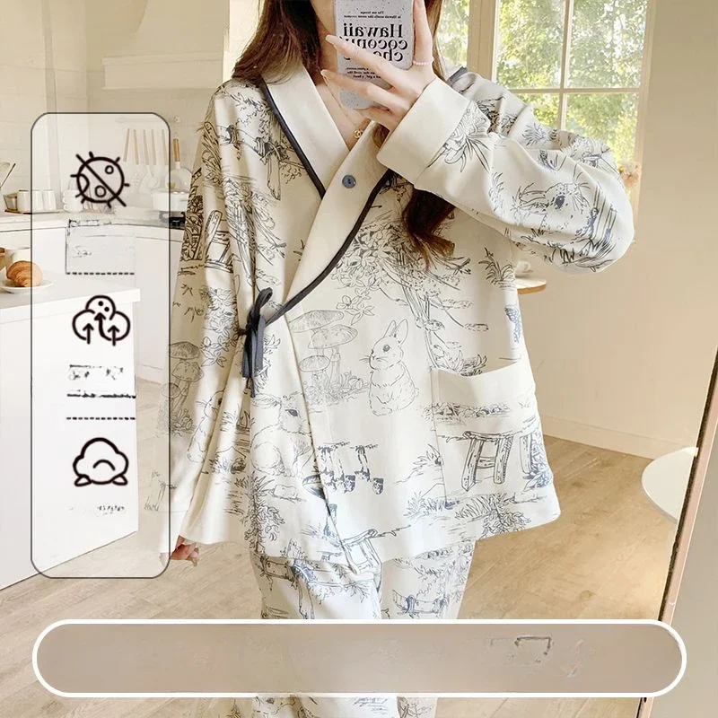 Autumn Maternity Dress Pregnant Women Pajamas Feeding Pregnant Expect To Produce Home Wear with Breast Pad Nursing  Clothing