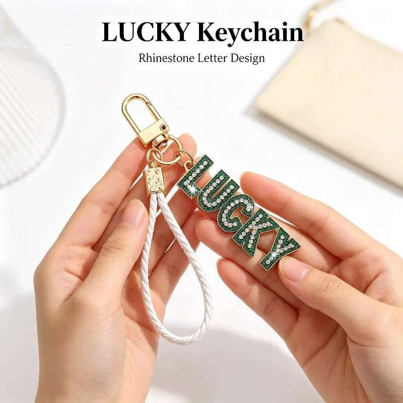 New‑style European and American hot‑sale keychain pendant with English letter LUCKY, fashionable and versatile jewelry accessory