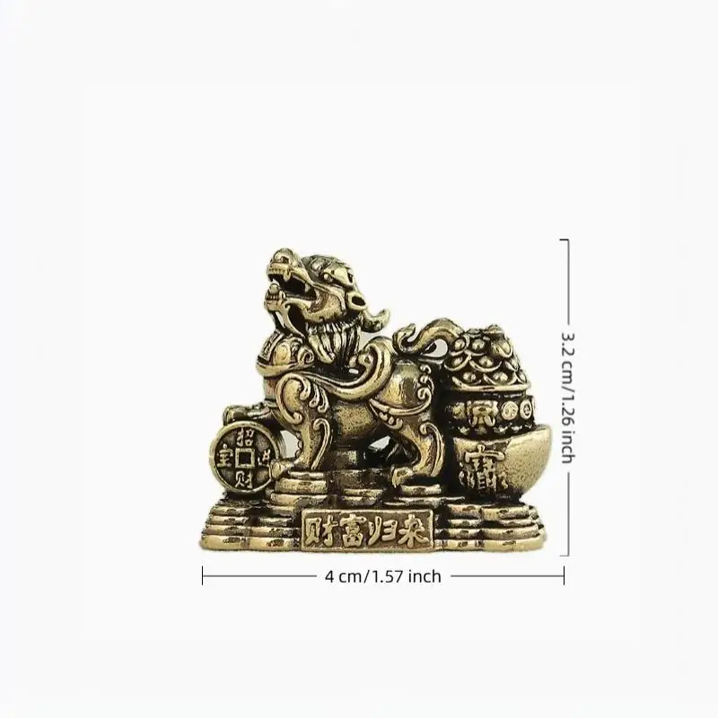 1/2 Stück Messing Chinesische Feng Shui Pixiu-Statue Zieht Reichtum und Glück für Zuhause, Büro, Geschäft, Schreibtischdekorationen, Kunsthandwerk an – Detail 7