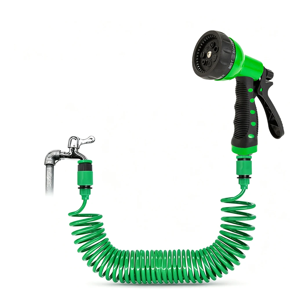 Garten-Bewässerungsschlauch Multifunktionaler Wasserpistolen-Düsen-Schlauch, Autoreinigungs-Federschlauch, Kunststoff-Schlauch-Reinigungswerkzeug