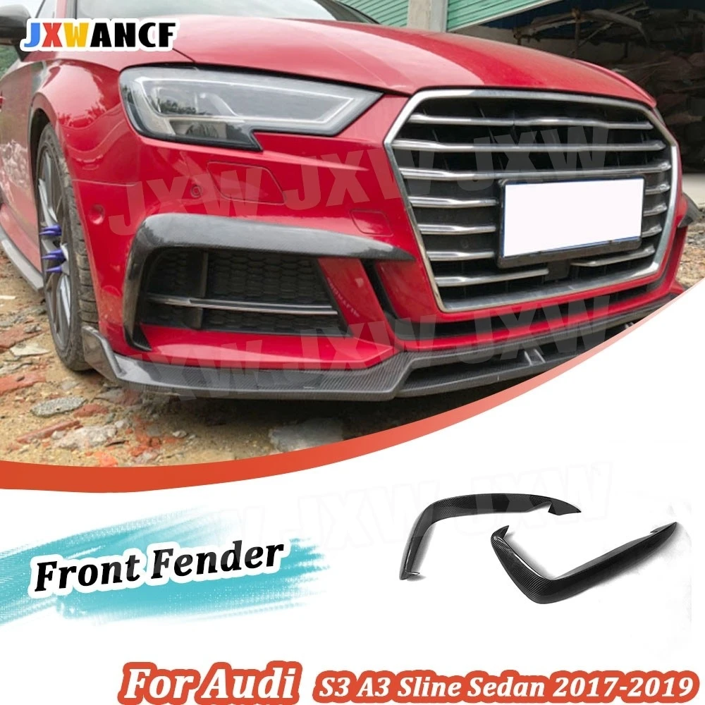 

JXWANCF Carbon Fiber Front Fog Lamp Eyelids Splitters Fin Canards Trims Sticker for Audi S3 A3 Sline Sedan 2017-2019 FRP