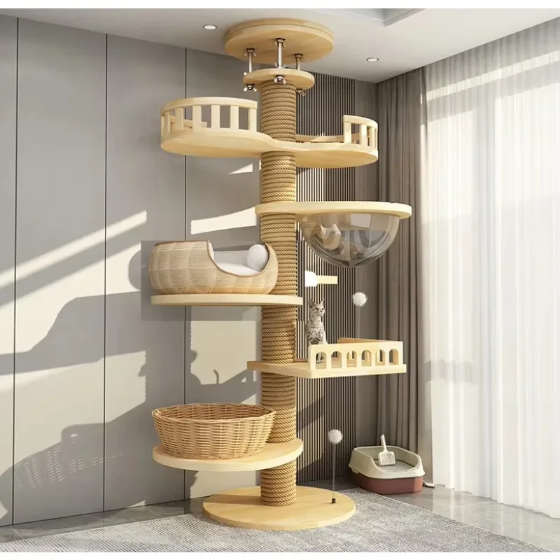 

Large solid wood cat climbing frame and tower products