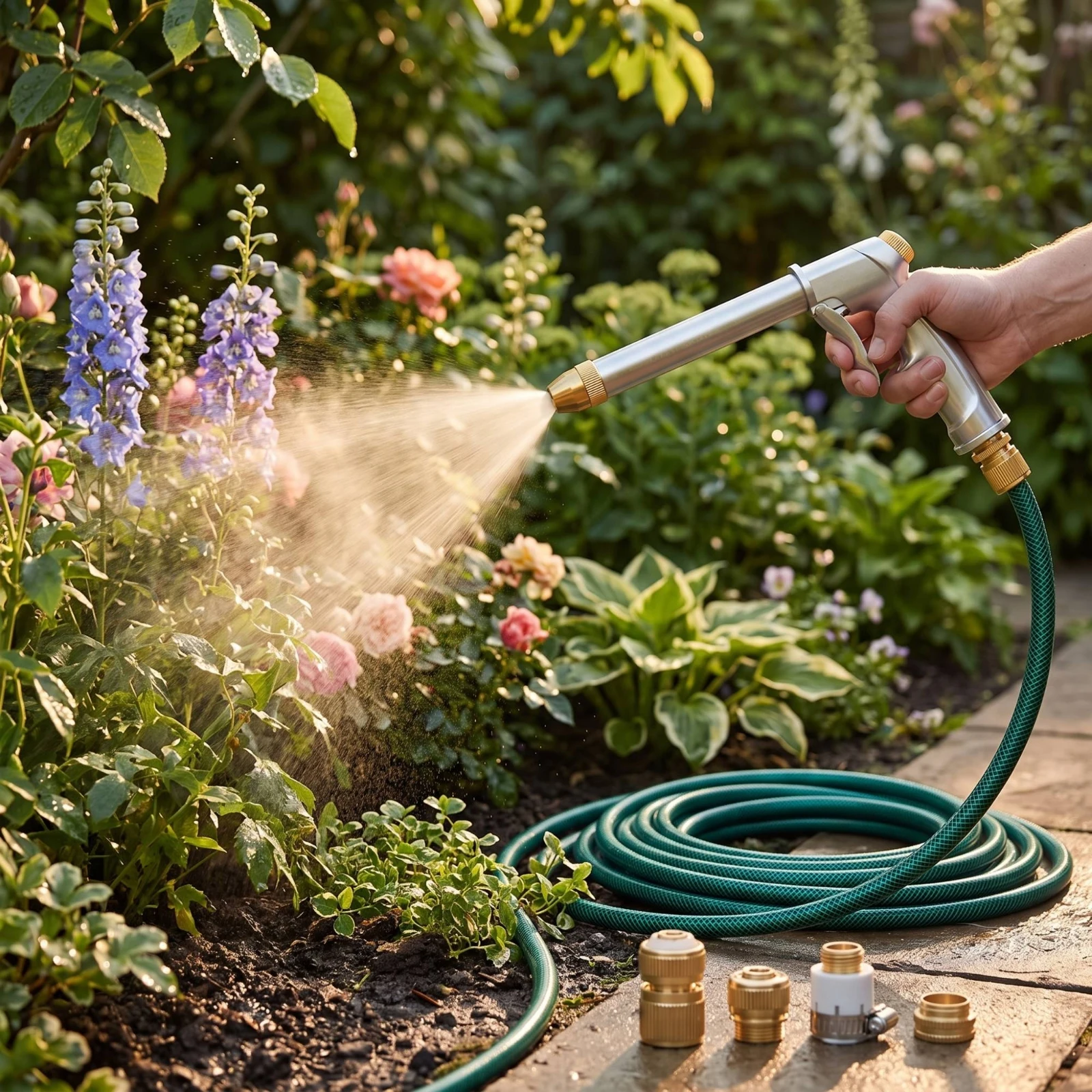 High-Pressure Water with Hose Adjustable Car Wash Sprayer with Hose Sprayer Kit with Fittings Long-Lasting Rustproof