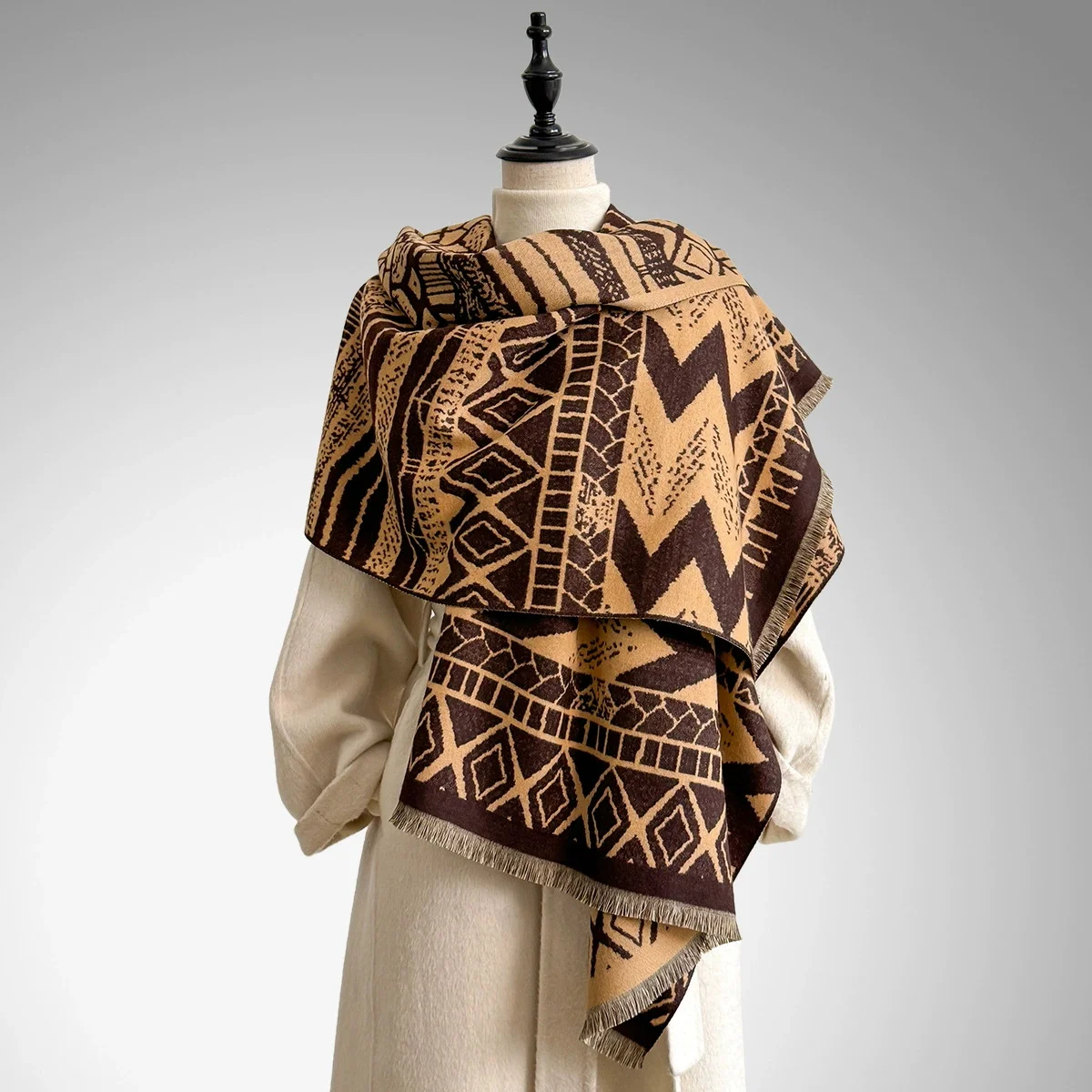 

Winter Warm Thick Faux Cashmere Scarf Pashmina Shawls for Women Lady Wraps Stoles Bufanda Echarpe 2025 Fashion Accessory