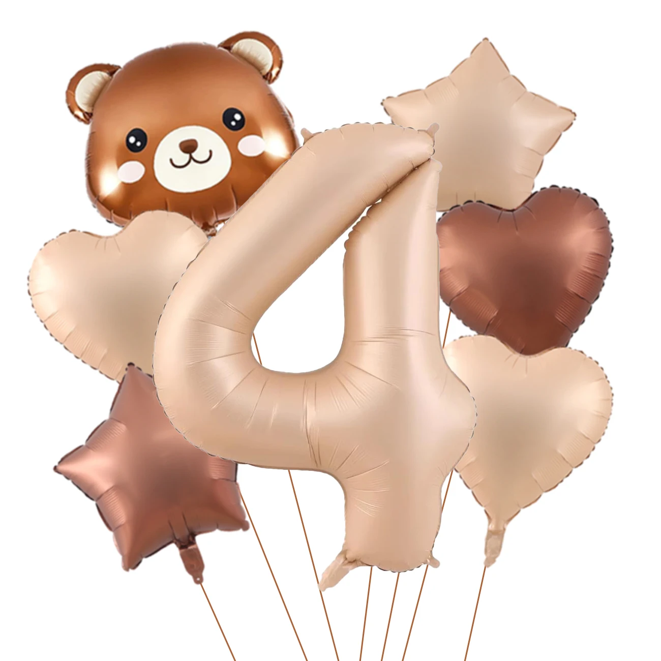 7-teiliges süßes Bären-Ballon-Set mit 32 Zoll Karamell-Digital-Aluminiumfolienballon für Geburtstagsparty-Dekoration, Babyparty-Zubehör – Detail 6