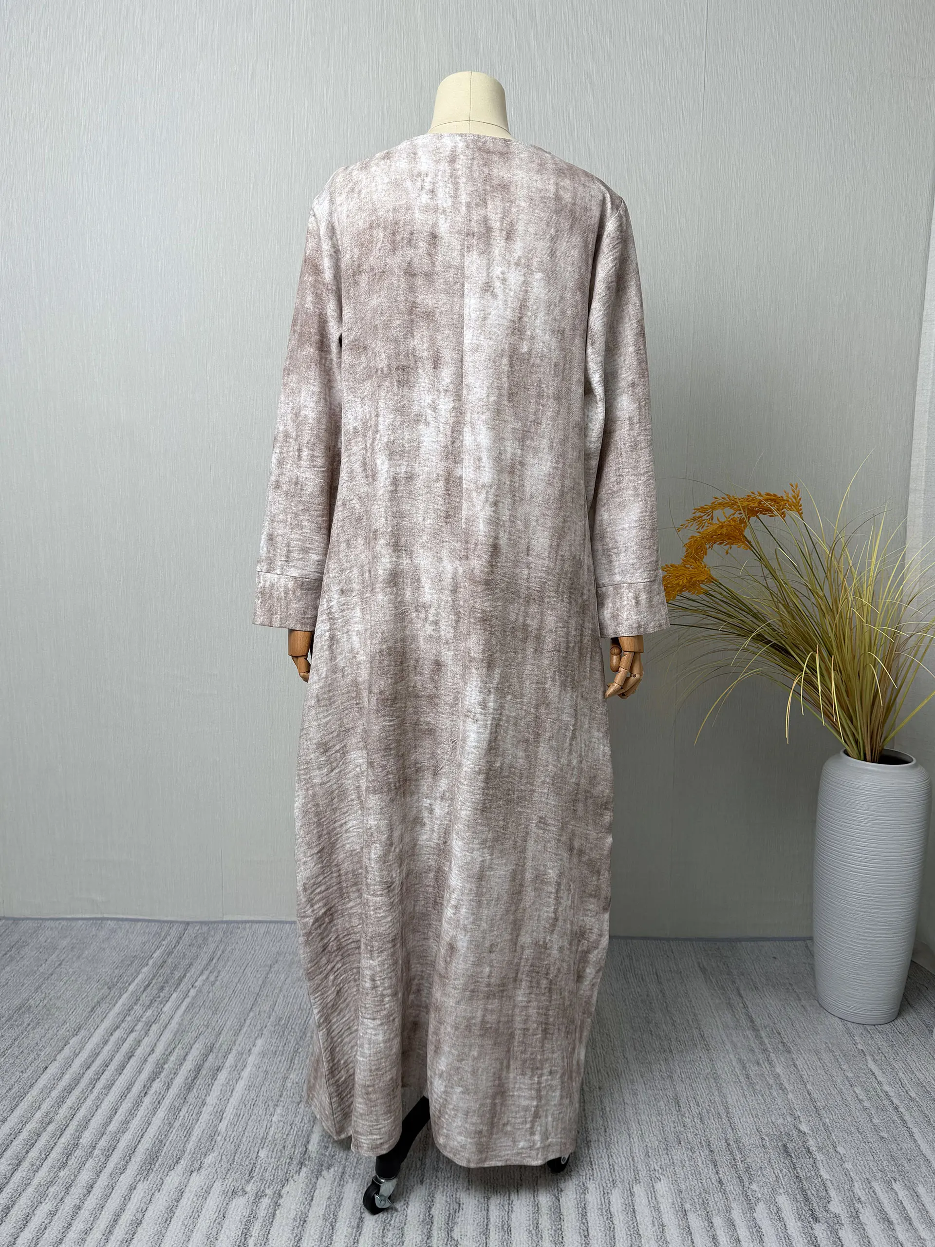 2025, heet verkoop elegante abrikozen moslim gewaad Abaya met gecoördineerde Ramadan, ideaal voor het creëren van moeiteloos chique bescheiden outfit